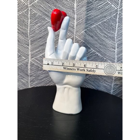 A Pinch of Love Hand Sculpture Holding Red Heart White Ceramic - Picture 7 of 7